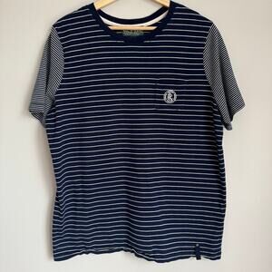 Lauren Ralph Lauren Active Striped T-Shirt Women’s 1X Navy White Cotton Pocket